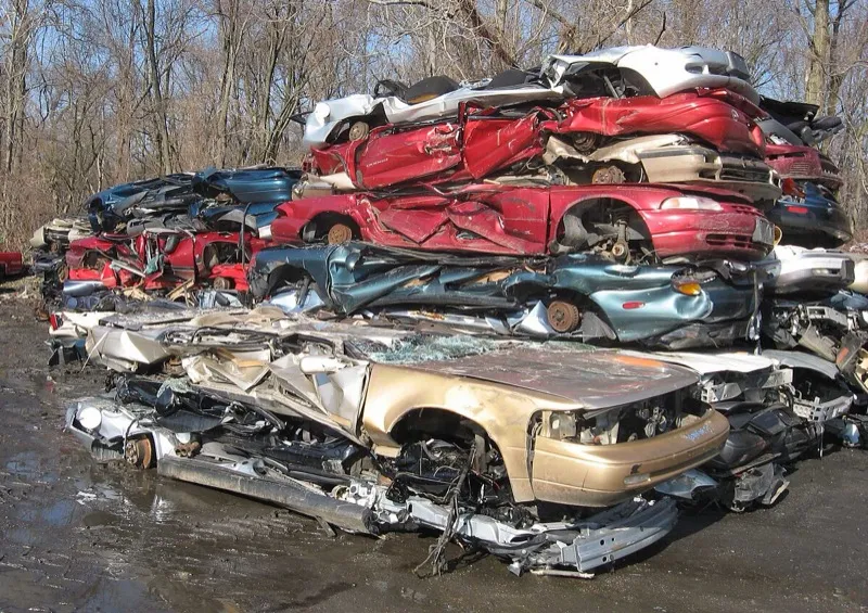 Crushed cars at scrap yard — Miami scrap metal prices